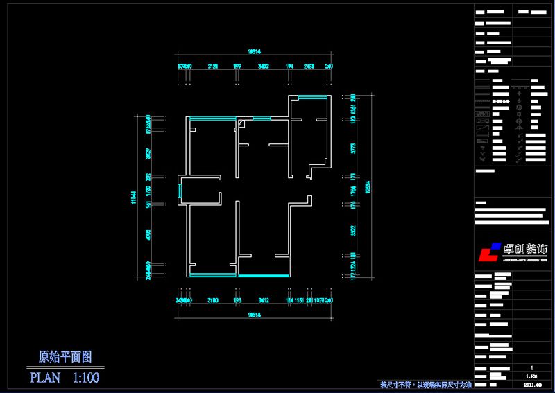 建業(yè)時(shí)光原著92㎡原始戶型測(cè)量圖